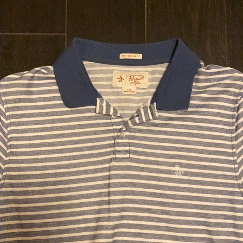 Free Shipping! Striped Polo Shirt Original Penguin - Picture 2 of 2